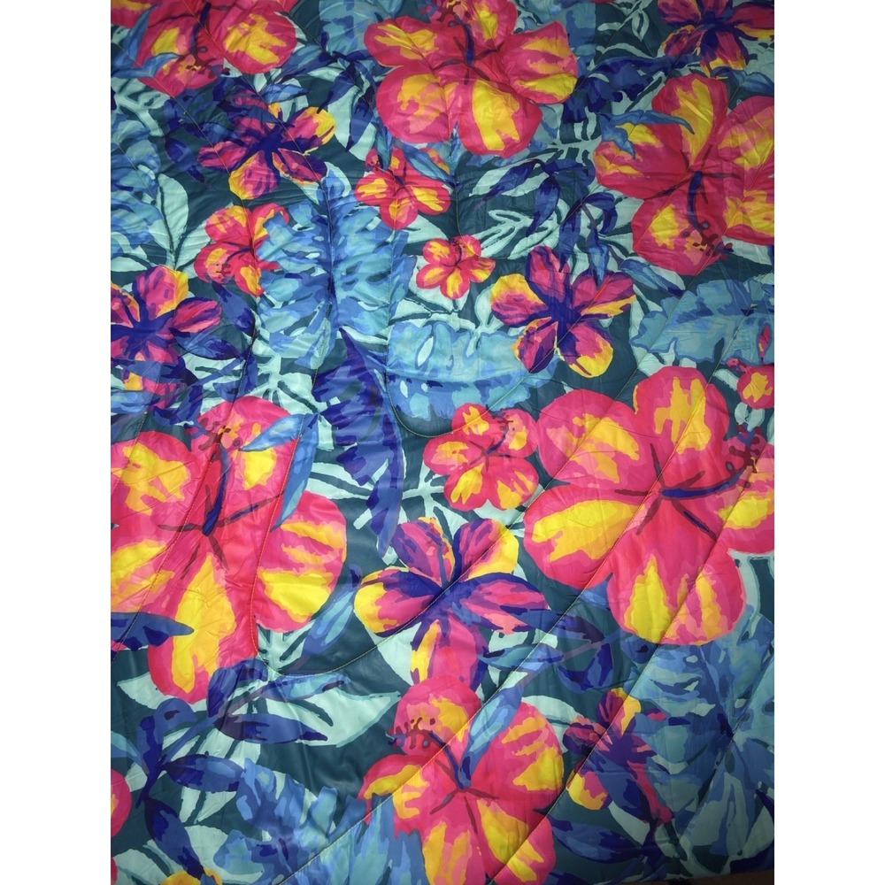 Rumpl Original Puffy Blanket Hawaii Floral Pink Hibiscus Camp Travel Puffer